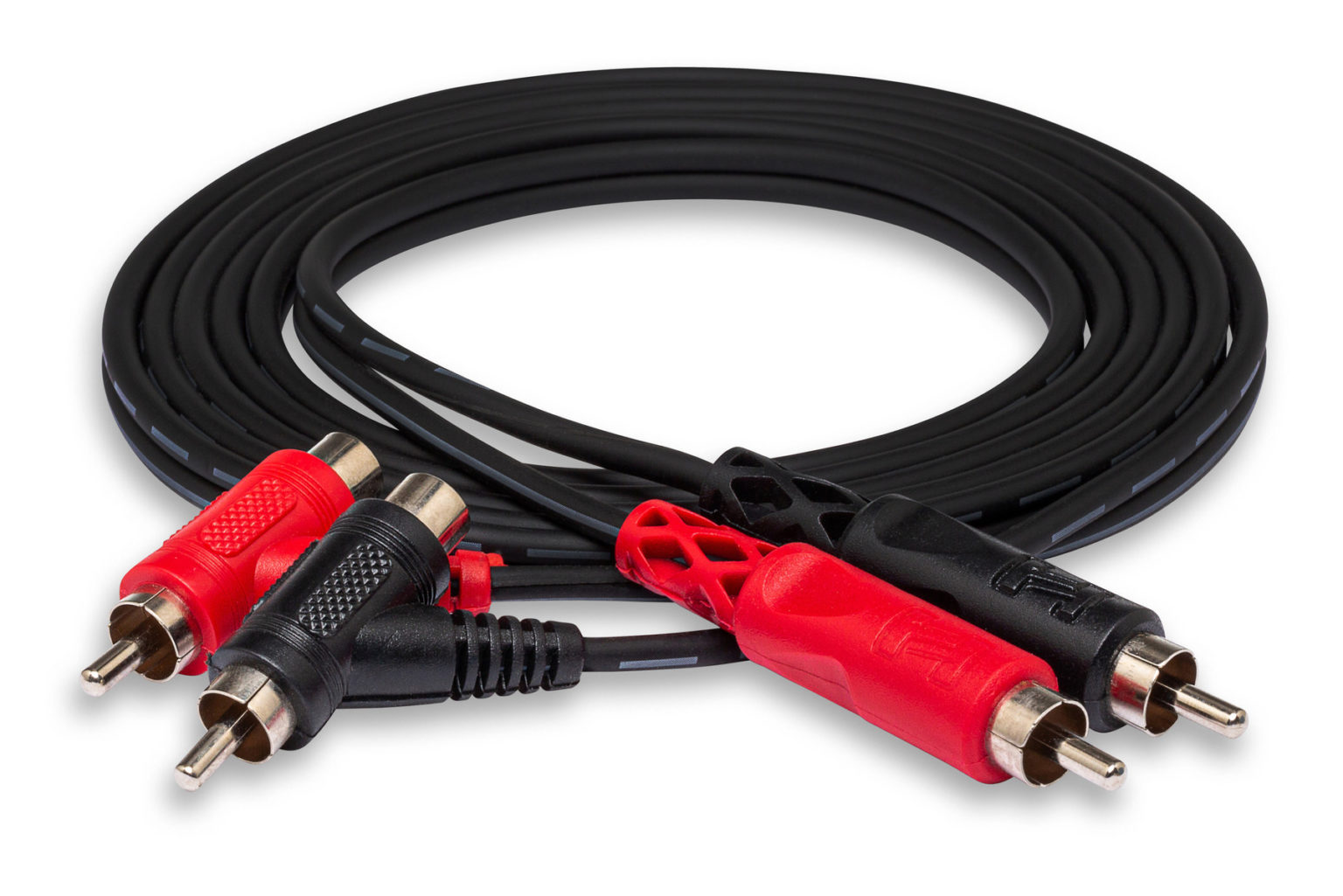 Dual Rca To Dual Right Angle Rca W Ground Wire Stereo Interconnect Hosa Cables 2478