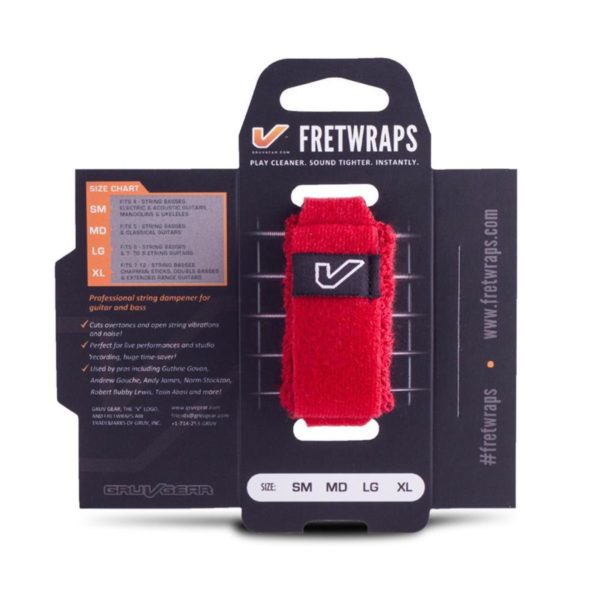 Gruv Gear FretWraps String Muter in Red shown in packaging on white background