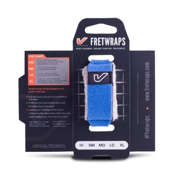 Gruv Gear FretWraps String Muter in Blue shown in packaging on white background