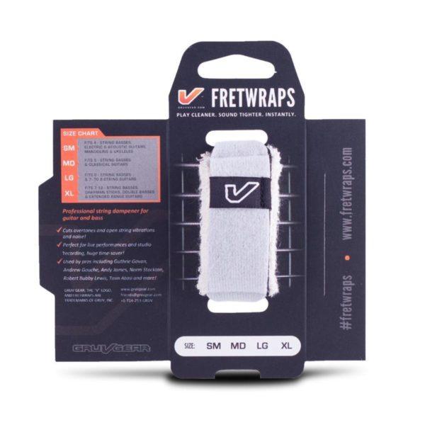 Gruv Gear FretWraps String Muter in White shown in packaging on white background