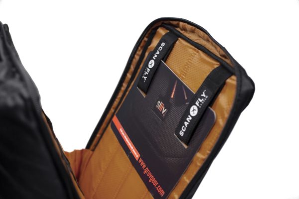 Gruv Gear Club Bag Tech Backpack in Classic Black/Orange interior pocket