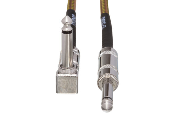 GTR-518R Tweed Guitar Cable Straight to Right-angle connectors on white background