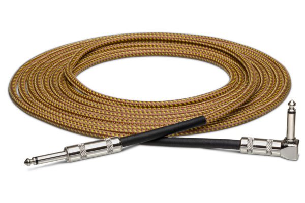 GTR-518R Tweed Guitar Cable Straight to Right-angle on white background