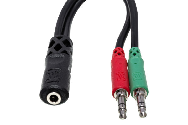 YMM-107 Headset/Mic Breakout Cable connectors on white background